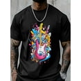 thumbnail image 6 of Men's T-Shirt Music Guitar Cartoon Short Sleeve Casual Tee Classic Crew Neck T-Shirt for Men, L, 6 of 6