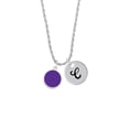 thumbnail image 2 of Delight Jewelry Silvertone Small Purple Enamel Disc Silvertone Script Initial Disc - C - Charm Necklace, 20"+3", 2 of 4