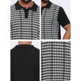thumbnail image 7 of DARING DIVA Men's Houndstooth Summer Short Sleeve Casual Knit Polo Shirt XL Black White, 7 of 7