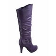 thumbnail image 3 of Page-65 Women's Back Lace Up Round Toe High Heel Platform Mid-Calf Knee High Boots ( Purple, 9), 3 of 3