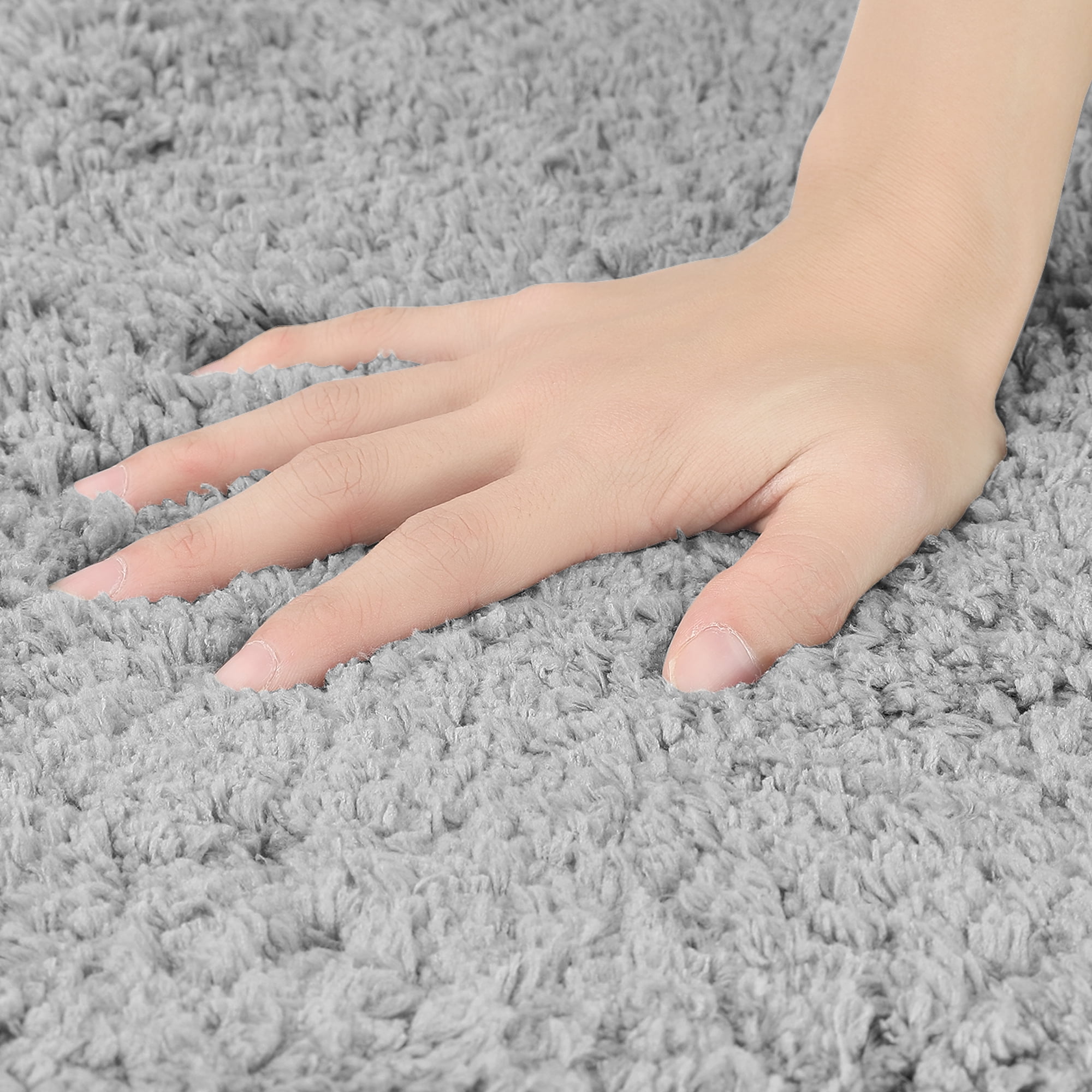 Unique Bargains Non-Slip Thick Microfiber Soft Plush Bathroom Mat Quick Dry Bath Rug Grey 16"x24"