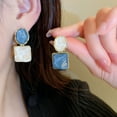 thumbnail image 2 of Trendy Blue Earring with Big Resin Stone Square Stud Earrings For Women Light Luxury French 2025 Fashion Jewelry Gifts, 2 of 6
