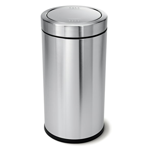 simplehuman 55 Liter / 14.5 Gallon Commercial Stainless Steel Swing Top Trash Can, Brushed Stainless Steel