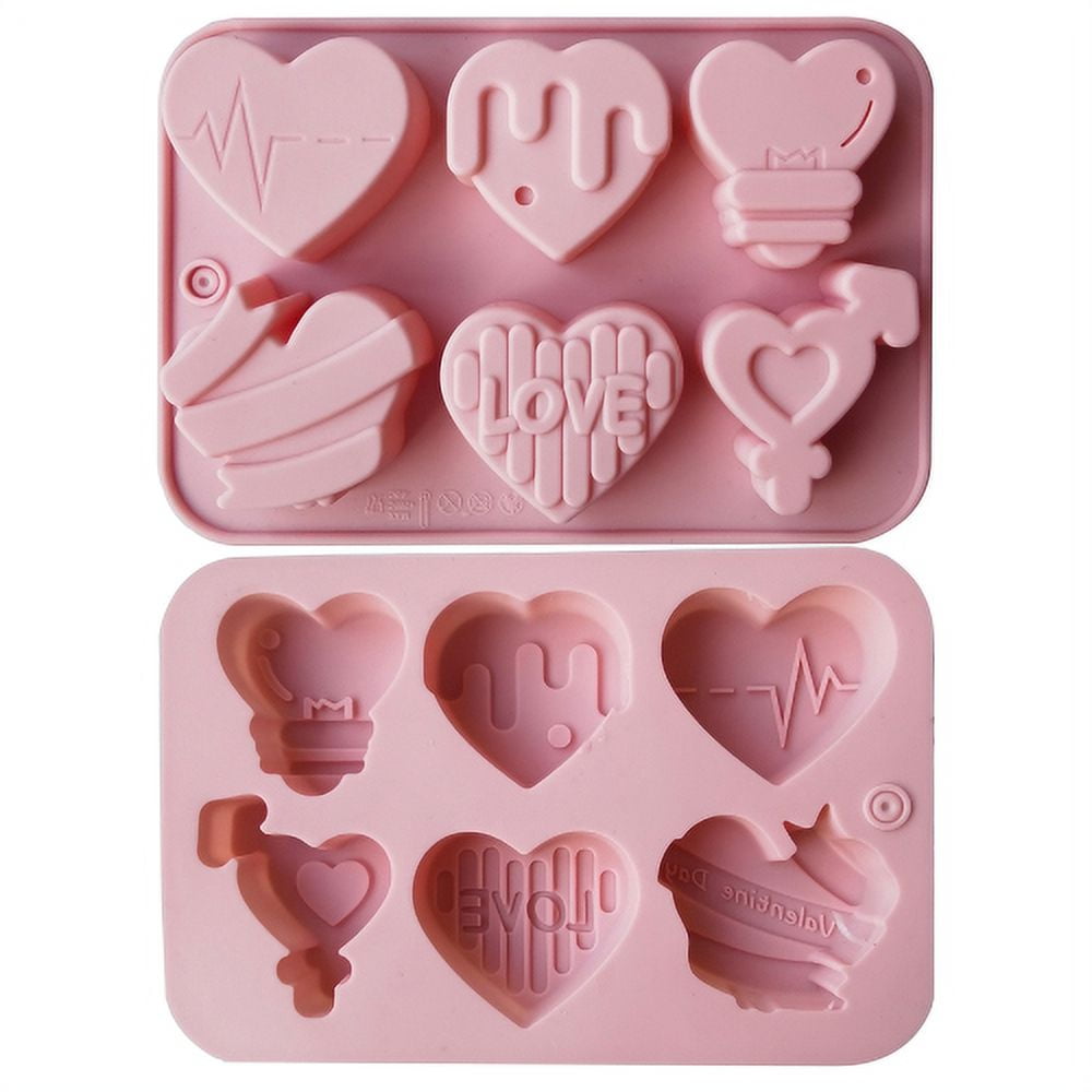 Visland Silicone Molds, Valentines Day Candy Mold, Chocolate Molds with 6 Semi Heart Shape Jelly Holes Mold for Making Hot Chocolate Bombs, Men's