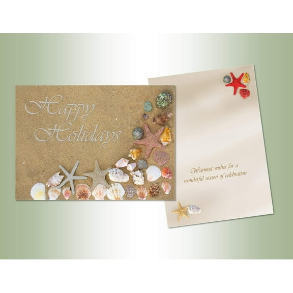 LPG Greetings Shells and Starfish Box of 14 Tropical Christmas Cards