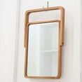 thumbnail image 3 of Miangastore Tabletop Square Mirror Wood Framed Mirror Pink Glass 1Set 10.4*7.9in, 3 of 9
