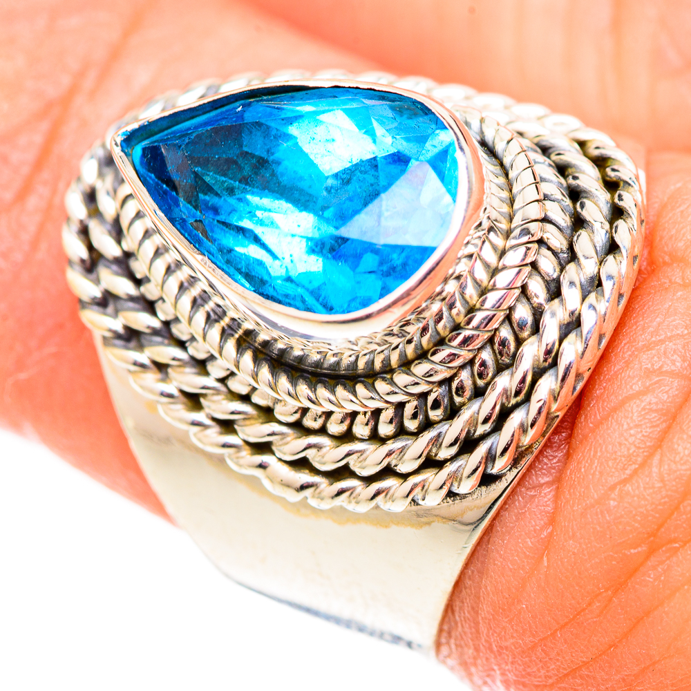 Swiss Blue Topaz Ring Size 6 (925 Sterling Silver) - Handmade Boho ...