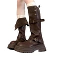 thumbnail image 1 of NOKIO Bottes Rétro de Combat pour Adolescentes Hauteur Genou Mi-Mollet Légères Semelle Crantée Goth Punk Hiver Mode Urbaine Tendance à Lacets Bottillons, 1 of 7