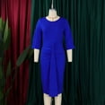 thumbnail image 3 of Womens Business Work Office Crew Neck Pencil Dress Elegant Ruched Long Dress, 3 of 8