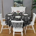 thumbnail image 2 of Black White Sun Moon Snake Butterfly Pattern Round Tablecloth 60"x60",Wrinkle Wipeable Table Cloth for Kitchen Dining Room Picnic Patio Party, 2 of 6