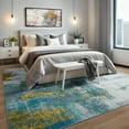thumbnail image 2 of Lochas Modern Vintage Abstract Rug Fluffy Area Rugs Soft Carpet for Living Room Bedroom Home Decor,5'x7',Blue, 2 of 7