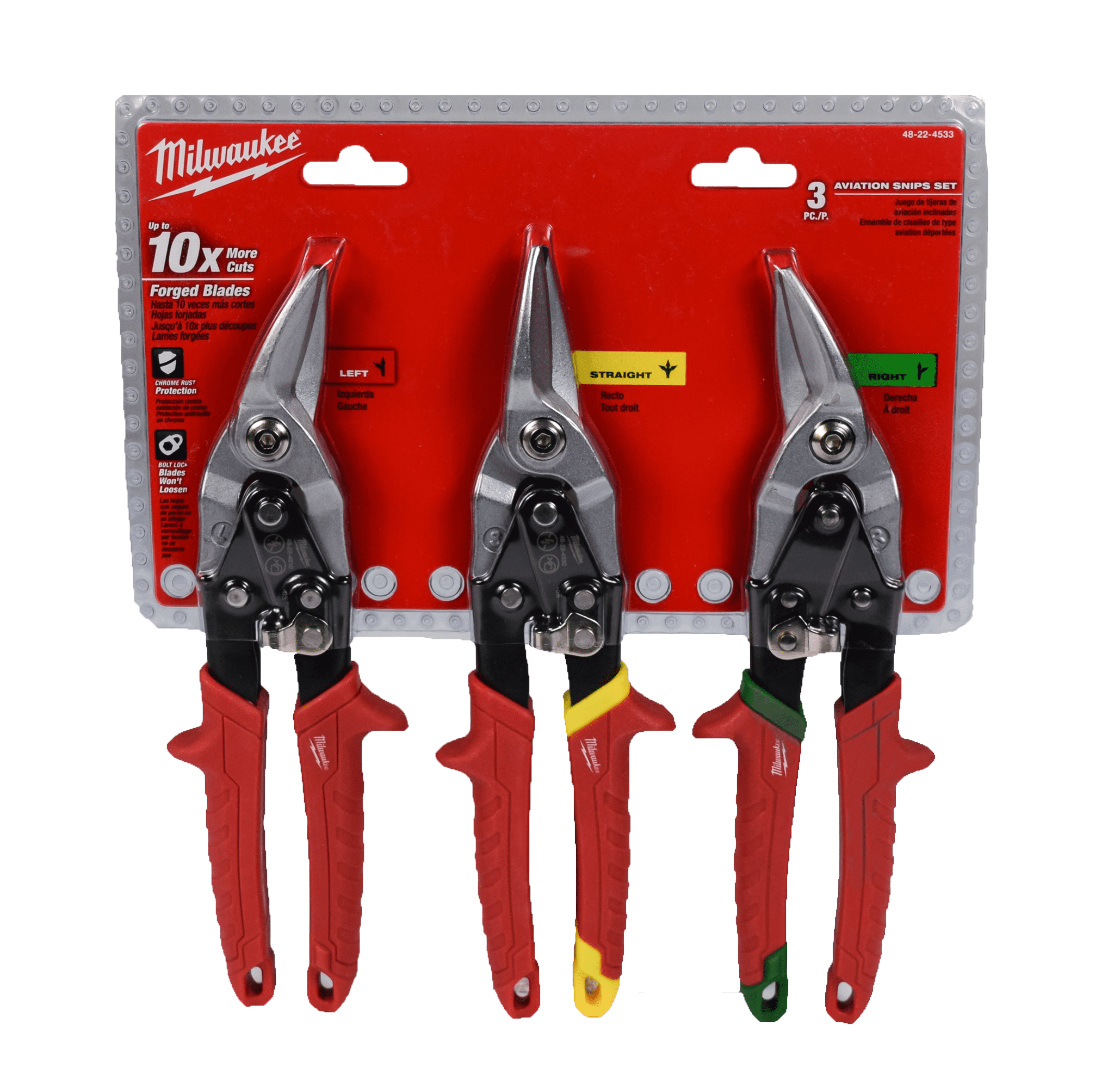 STRAIGHT MIDWEST OFFSET AVIATION TIN SNIPS LEFT & RIGHT CUT 3 PIECE SET 