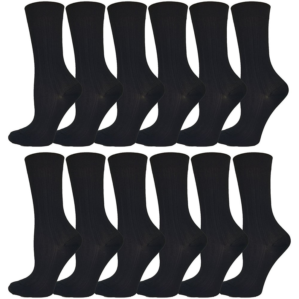 Winterlace Mens Dress Socks, 12 Pairs, Comfort Soft Stretchy Crew