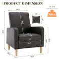 thumbnail image 2 of Single Sofa Armchair — Upholstered Lounge Seat with Removable Pillow and Sturdy Wood Legs, Brown, 2 of 9