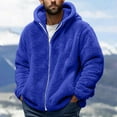thumbnail image 2 of Daznico Mens Winter Jacket - Men's Plus Size Casual Color Block Sweatshirt Zipper Hoodie Loose Warm Coat Winter Slim Solid Soft Coat Long Sleeve Hooded Sweatshirt Jacket,Color:Dark Blue,Size:XL, 2 of 5