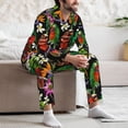 thumbnail image 5 of Mens Pajamas Set, Multicolor Parrot Plant Flower Button Down Long Sleeve Loungewear Sleepwear Pjs sets for Men, 5 of 5