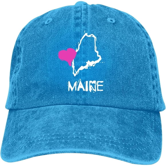 Love Maine State Baseball Cap Vintage Adjustable Washed Hats Cowboy Hats Denim Dad Hat for Men Women Boy Girl