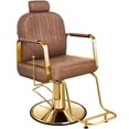 thumbnail image 2 of Baasha Barber Chair Reclining Salon Chair for Hair Stylist, All-Purpose Hair Chair with Hydraulic Pump, Profession Gold Salon Chair Shampoo Chair Tattoo Chair with Removable Headrest - Gold & Brown, 2 of 8