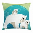 thumbnail image 1 of Polar Bear Throw Pillow Cushion Cover, Nordic Polar Bear Family Walking on an Ice Land Noel Christmas Time Celebration, Decorative Square Accent Pillow Case, 18 X 18 Inches, Multicolor, by Ambesonne, 1 of 2