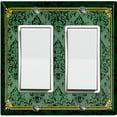 thumbnail image 1 of Metal Light Switch Plate Cover Elegant Victorian Floral Damask Frame Green FRA079, 1 of 13