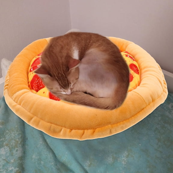 HONITANO Small Round Indoor Cat House Bed with Washable Fabric and Secure Warm Cushion
