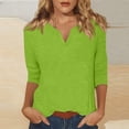 thumbnail image 2 of Ichuanyi Womens V Neck 3/4 Sleeve T-Shirts Solid Color Casual Basic Tops Summer Tees Blouses Loose Fit Pullover, 2 of 7