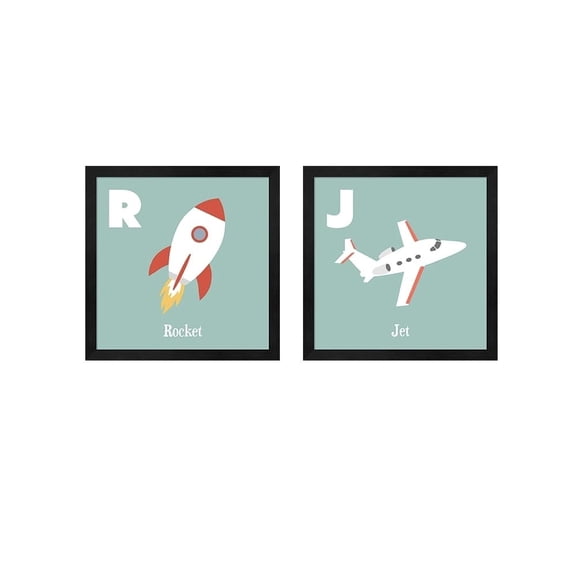 Metaverse Color Me Happy 'Transportation Alphabet  R & J' Framed Art (Set of 2)