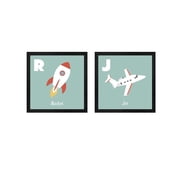 Metaverse Color Me Happy Transportation Alphabet R & J Framed Art Set of 2
