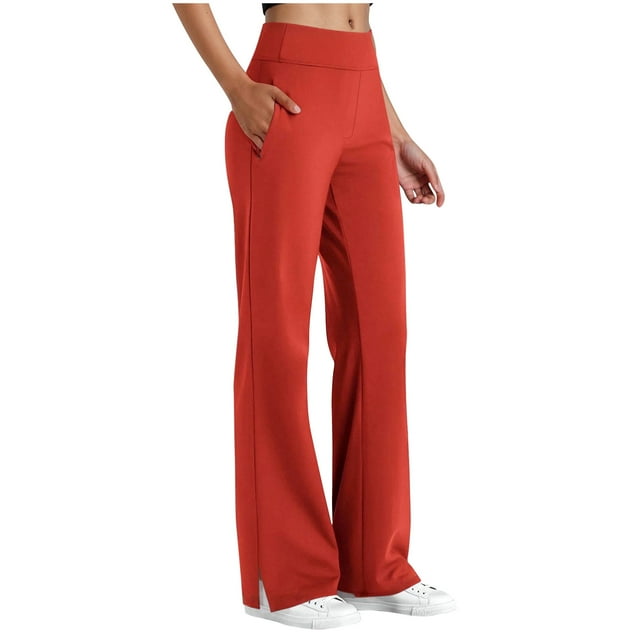 cfhntfmh Pantalons de Golf pour Femmes avec Poches Taille Haute Extensible Cheville Robe Travail Affaires Décontracté Pantalons de Randonnée (Rouge, Grand)