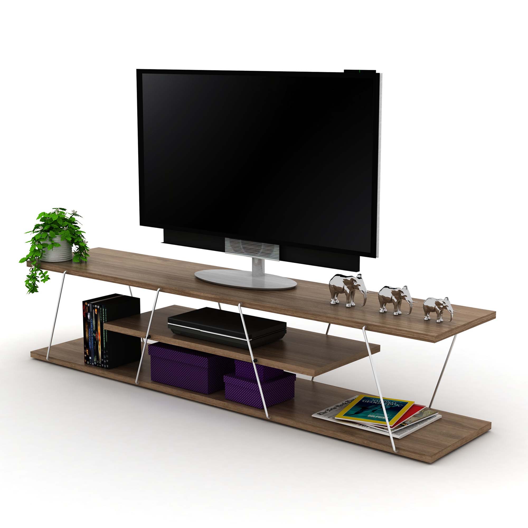 Aukfa Mid-Century Modern TV Stand for TVs up to 60" - Entertainment Center for Living Room - Storage