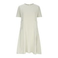 thumbnail image 4 of Dyegold Sundresses for Women Casual Beach - Sun Dress Womens Round Neck Short Sleeve Solid Linen Cotton Midi Sun Dresses ​Casual Boho Loose ​Vacation ​Dresses, 4 of 6