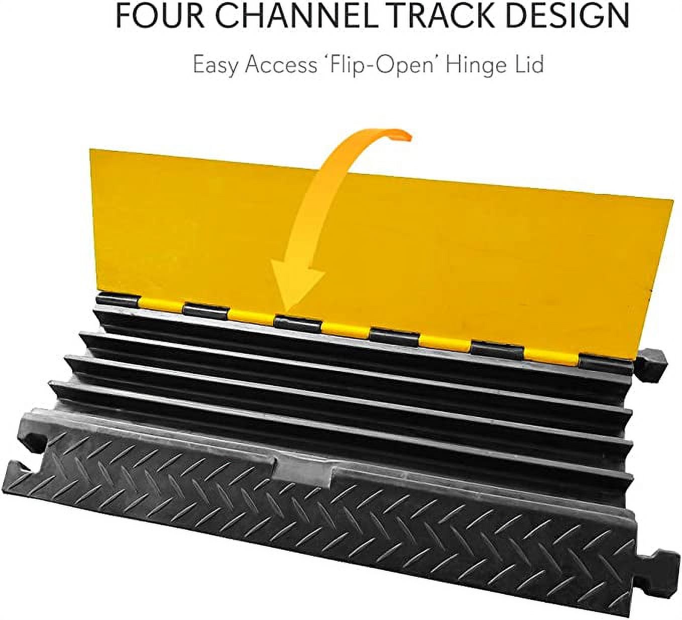 Pyle Durable Cable Protective Ramp Cover Supports 33000lbs Four Channel Heavy Duty Cord Protection