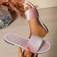 thumbnail image 2 of QINGFSAP Womens Minimalist Wide Strap Open Toe Slide Sandals Lightweight Non Slip Comfortable Flat Beach Slippers, 2 of 9