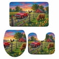 thumbnail image 2 of Farm Landscape Bathroom Rugs Set Sunflower Field Cows Cocks American Pastoral Non Slip Absorbent Soft Bath Mats 3 Piece Set with Bathroom Rug, U-Shaped Floor Mat, Toilet Seat Cover Large Size, 2 of 9