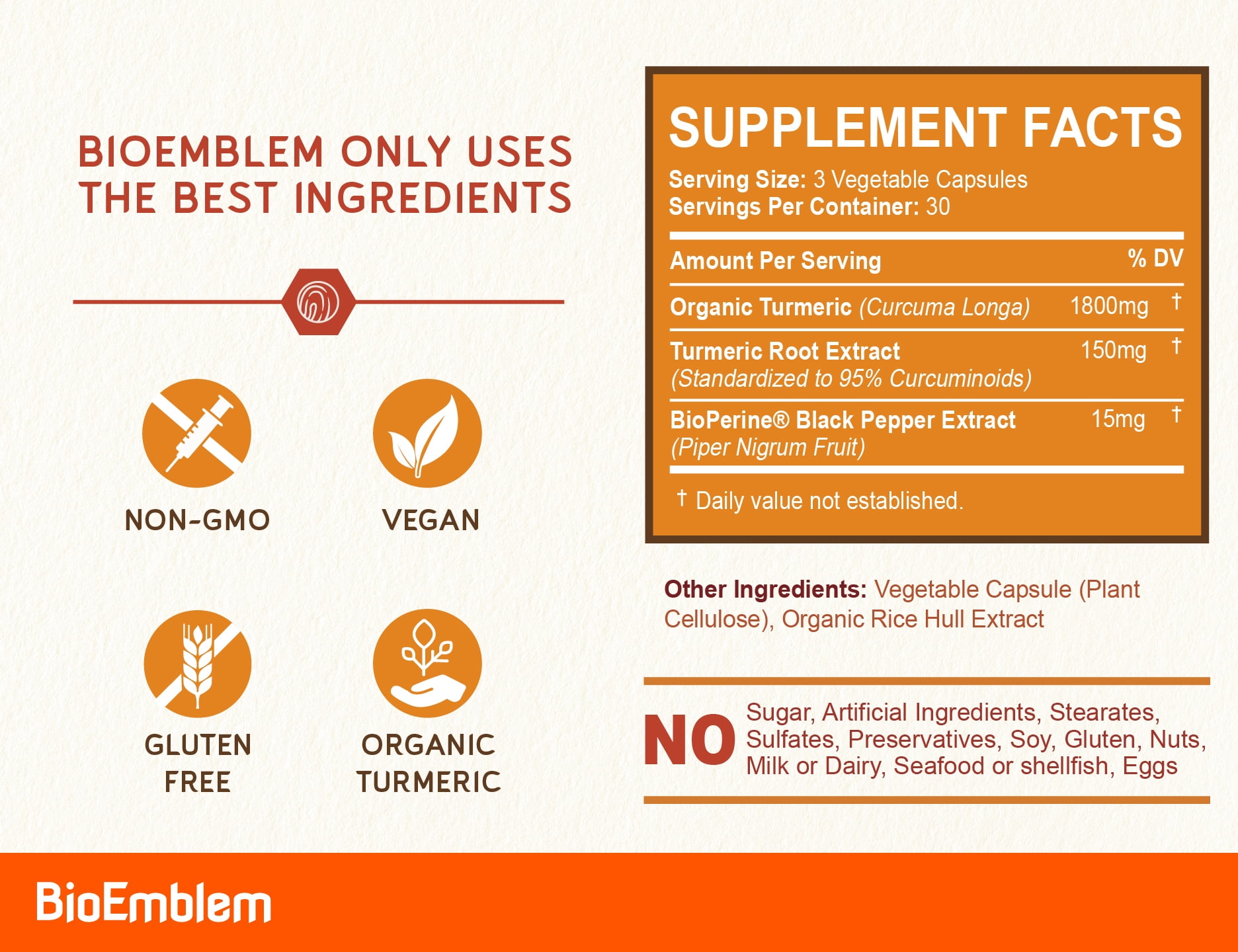 Turmeric Curcumin Supplement with BioPerine | Joint Support & Heart Health | With Organic Turmeric Powder & 95% Curcuminoids Extract | California Made, Non-GMO, 30-Day Supply