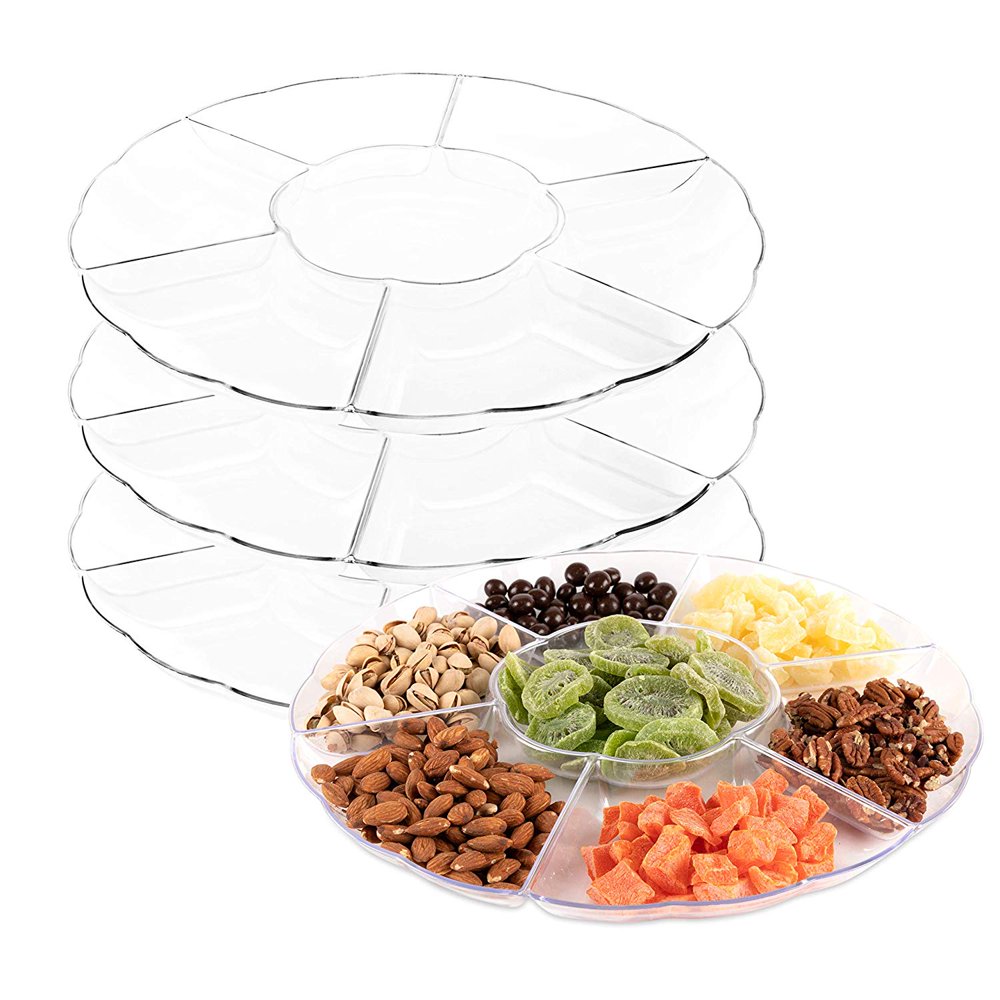 Impressive Creations Clear Round Plastic Serving Tray (Pack of 3
