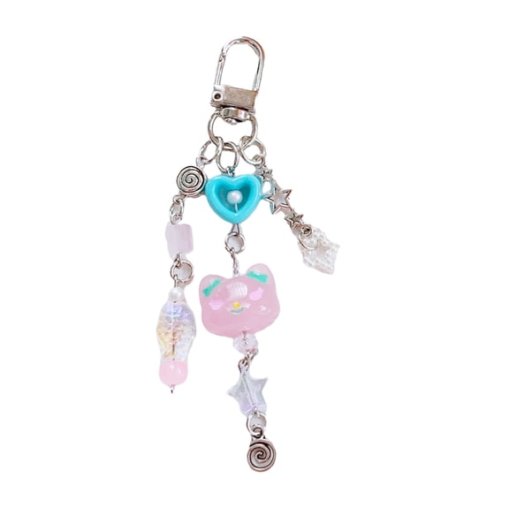 Heart Phone Charm Straps Cat Keychain Stylish Phone Pendant Key Ornament