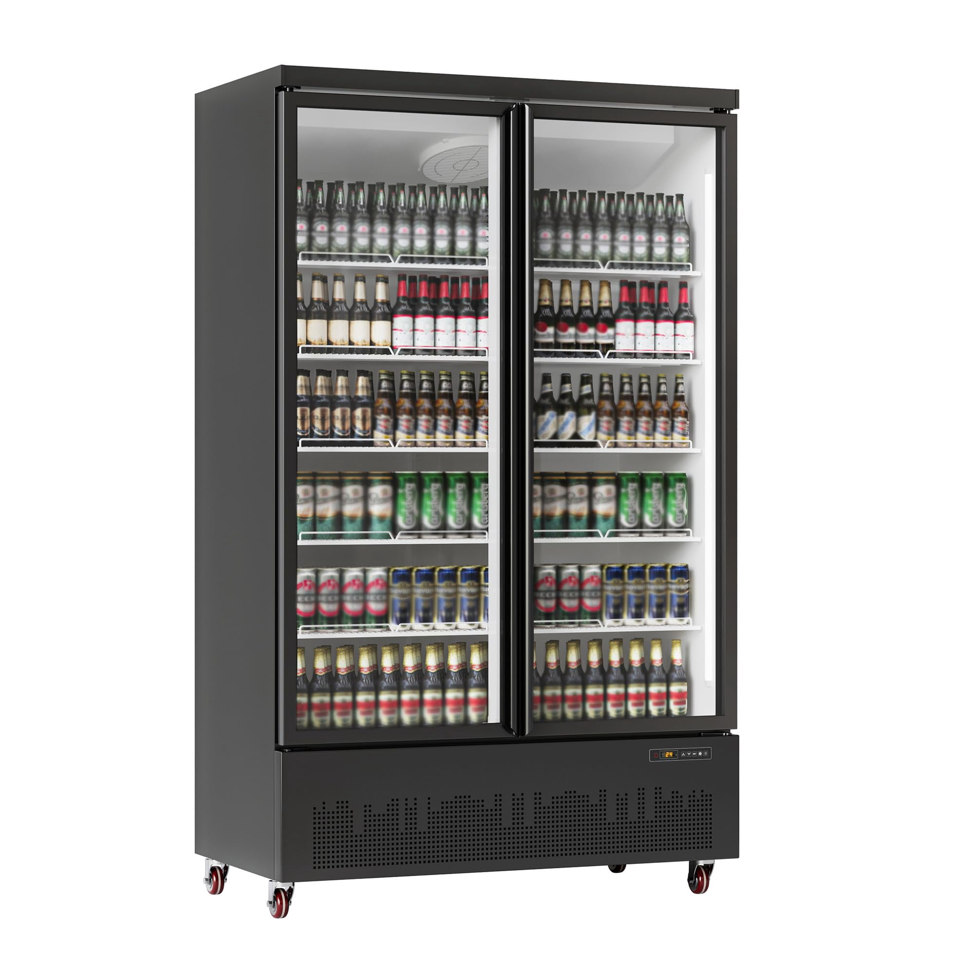 Acekid Large Glass Door Display Refrigerator, Commercial Merchandiser Cooler for Beverages, Black