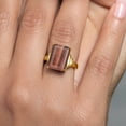 thumbnail image 5 of Gem Stone King 18K Yellow Gold Plated Silver Red Tiger Eye Ring for Women (6.50 Cttw, Emerald Cut 14X10MM, Gemstone Birthstone, Available in Size 5, 6, 7, 8, 9), 5 of 5