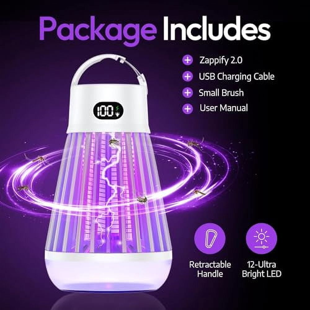 Zapper 2.0 Gold Portable Bug Zapper, Indoor & Outdoor, Cordless Rechargeable Mosquito Zapper, Hanging Hook, 1500V High Voltage, Trap for Fly, Insect, Mosquito & Bugs