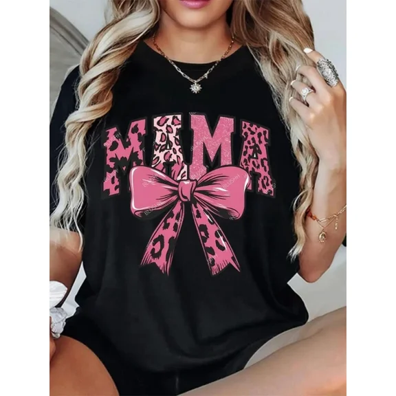 Pink Leo.Pard Mama Bow Shirt - Coquette Mom Tee - Mother'S Day Gift Unisex S-5XL Hot Trending Shirt Birthday Gift