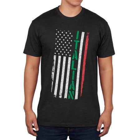 Italian American Distressed Flag Mens Soft T Shirt