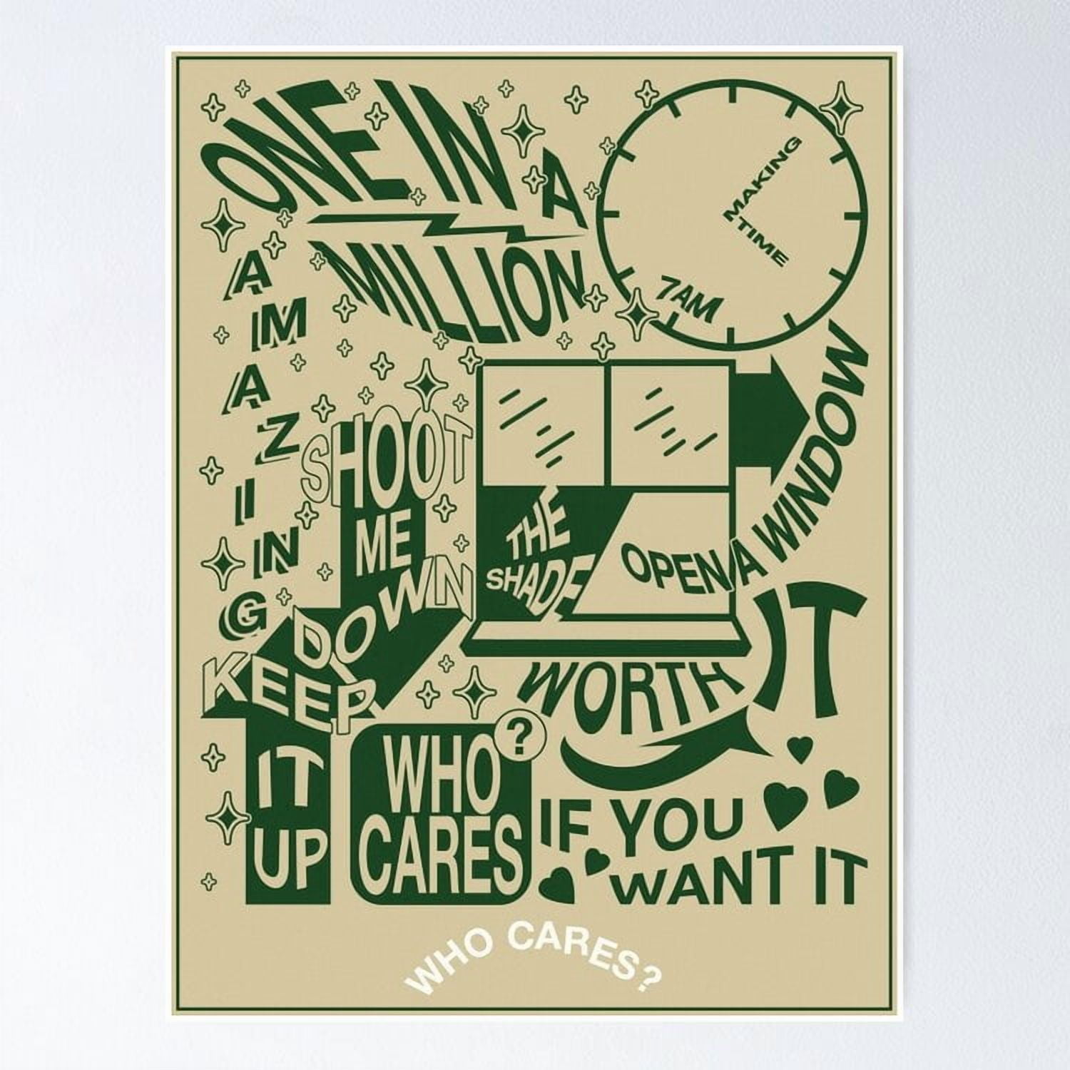 Poster Who Cares? (Tracklist) - Rex Orange County Vintage Wall Arttrendy Retro Print Positive Quote Poster Room Decor Wall Art, Poster Only