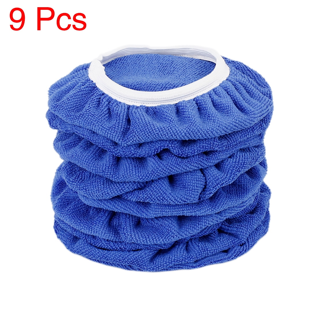 Unique Bargains 9pcs 7-8" Navy Blue Microfiber Car Polishing Bonnet Buffing Pads