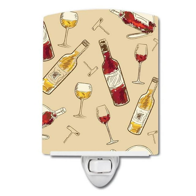 Carolines Treasures BB5196CNL Red & White Wine Ceramic Night Light