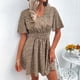 thumbnail image 2 of Vestido Cintura Estampada Adelgazante Cuello En V Manga Acampanada Dobladillo Casual Vestido De Una Pieza Para Dama Caqui L, 2 of 6