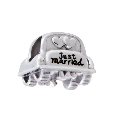 Connections from Hallmark Women's Multi-Crystal Stainless Steel "Just Married" Car Charm