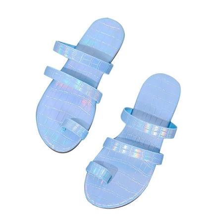 

Inkach Summer Women Fashion Solid-Color Slippers Flat Sandals Beach Home Shoes