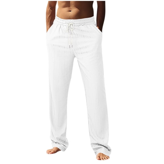 LIaqionyy Mens Pajamas Pants Drawstring Elastic Waist Baggy Work Bottom Sleepwear Lounge Pant with Pockets