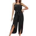 thumbnail image 2 of Gibobby Mono Ajustado de Verano Mono De Color Sólido Pantalones Rectos Diseño Simple Y Exquisito(Negro， S), 2 of 4